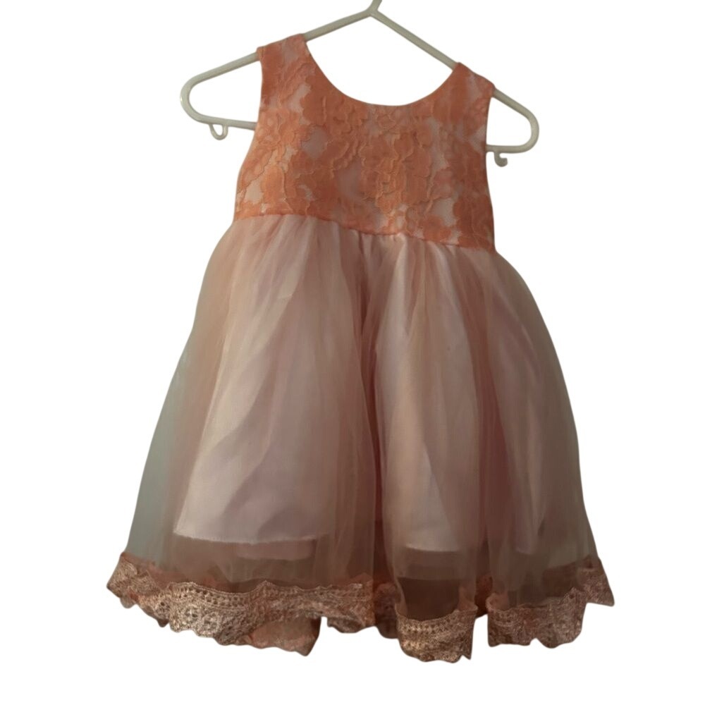 Iefiel 3 month 65 infant tulle lace‎ layered dress pink bow NWT christening